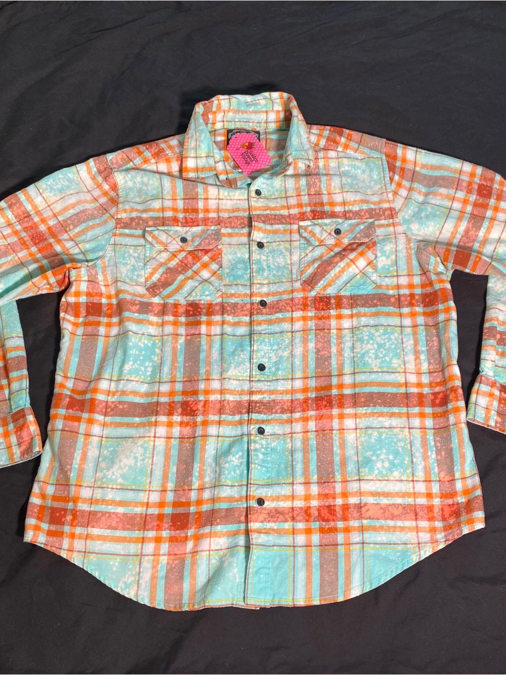 Angry Minnow Flannel Bleached Plaid Shirt NWT XL